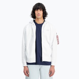 Felpa Alpha Industries uomo Back Print Zip bianco