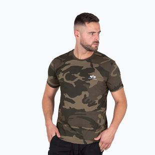 Maglietta Alpha Industries Basic Small Logo Camo oliva da uomo