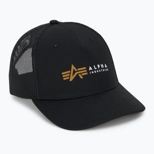 Cappello da baseball Alpha Industries Label Trucker nero da uomo