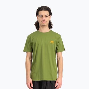 T-shirt Alpha Industries Basic Small Logo da uomo, verde muschio