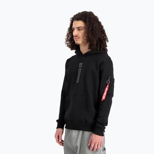 Alpha Industries Uomo Felpa con cappuccio con stampa a sbuffo, nero