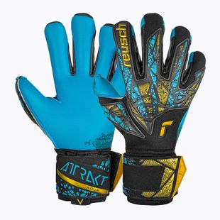 Guanto da portiere Reusch Attrakt Aqua Finger Support nero/oro/acqua