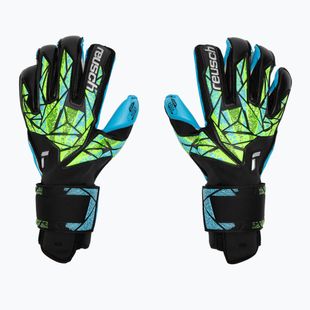 Guanti da portiere Reusch Attrakt Aqua Evolution nero/fluo lime/aqua