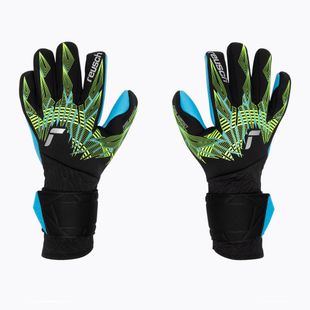 Guanti da portiere Reusch Pure Contact Aqua black/fluo lime/aqua