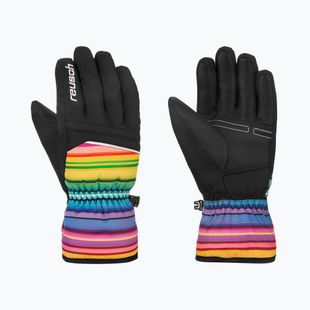 Guanto da sci Reusch Alan Junior per bambini linee nere/multicolori