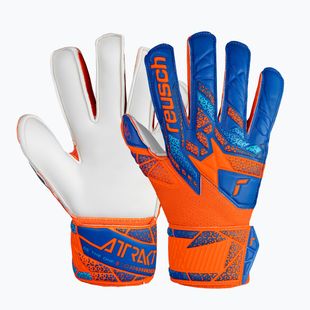 Guanti da portiere per bambini Reusch Attrakt Solid Finger Support Junior arancione/blu shocking