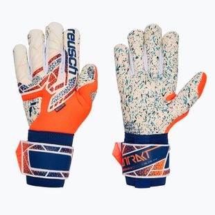 Guanti da portiere Reusch Attrakt Fusion arancione shocking/blu energia