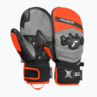 Guanti da sci per bambini Reusch Worldcup Warrior GS Mitten black/silver/fluo red