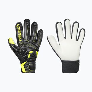 Guanti da portiere per bambini Reusch Attrakt Starter Solid Finger Support Junior black/safety yellow