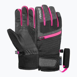 Guanti da sci per bambini Reusch Leo R-Tex XT black/black melange/pink glo