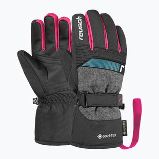 Guanti da sci per bambini Reusch Rocket GORE-TEX black/black melange/pink glo