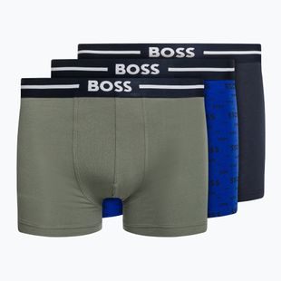 Hugo Boss Trunk Bold Design boxer da uomo 3 paia aperti blu