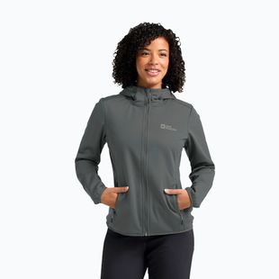 Giacca softshell donna Jack Wolfskin Windhain Hoody verde ardesia