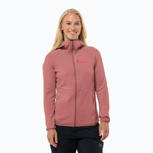 Jack Wolfskin giacca in pile da donna Kolbenberg con cappuccio Fz rosso minerale