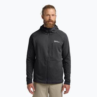 Felpa da uomo Jack Wolfskin Kolbenberg con cappuccio e zip intera in pile phantom