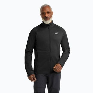 Felpa da trekking da uomo Jack Wolfskin Peak District Full Zip nera
