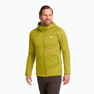 Felpa da trekking uomo Jack Wolfskin Peak District con cappuccio e zip integrale chartreuse