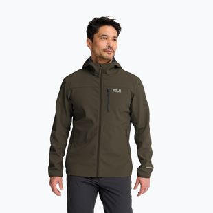 Giacca antivento da uomo Jack Wolfskin Wild Winds Hooded obsidian moss