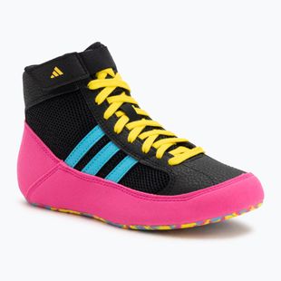 Scarpe da boxe per bambini adidas Havoc core black/signal cyan/yellow