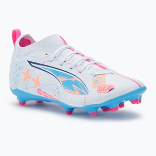 PUMA Ultra 5 Match Vol. Up FG/AG Jr scarpe da calcio per bambini puma bianco/blu chiaro