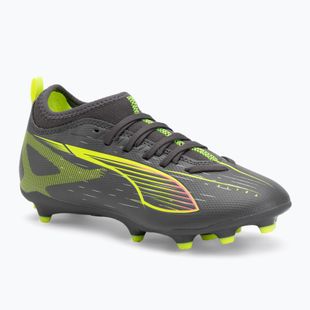 PUMA Ultra 5 Match FG/AG Jr scarpe da calcio per bambini argento invecchiato opaco/allarme giallo/puma argento invecchiato