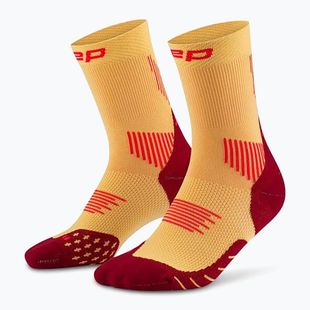 Calze a compressione CEP da donna Run Mid Cut 5.0 marigold/bordeaux