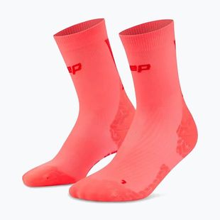 Calze a compressione da uomo CEP Ultralight Mid Cut 4.0 neon coral/red
