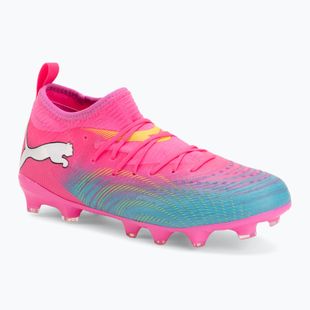 Scarpe da calcio per bambini PUMA Future 9 Match FG/AG Jr poison pink/puma white/sun stream/bright aqua/puma black