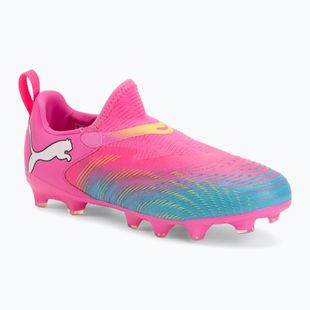 Scarpe da calcio per bambini PUMA Future 9 Match LL FG/AG Jr poison pink/puma wht/sun stream/bright aqua/puma blk