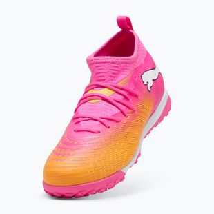 Scarpe da calcio per bambini PUMA Future 9 Match TT + Mid Jr poison pink/puma wht/sun stream/bright aqua/puma blk
