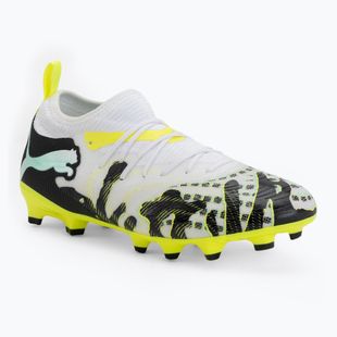 Scarpe da calcio per bambini PUMA Future 9 Match Creativity Fg/Ag Jr yellow alert/mint jelly/puma white/puma black