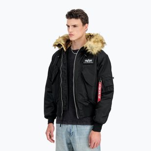 Giacca Alpha Industries 45/P Custom Bomber da uomo con cappuccio nero/riflettente