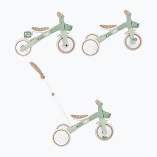 Bicicletta senza pedali a tre ruote con maniglione di guida Globber Learning Trike 2w1 Plus Ecologic pistachio
