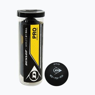 Palle da squash Dunlop Pro 2 yellow dots 3 pezzi black
