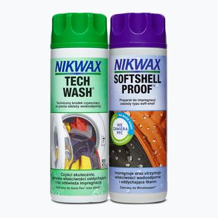 Nikwax Tech Wash + SoftShell Proof 2 x 300 ml Kit per la cura dell'abbigliamento