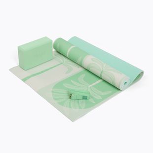 Set yoga Myga Sage Palm Yoga Set mat + block + green strap