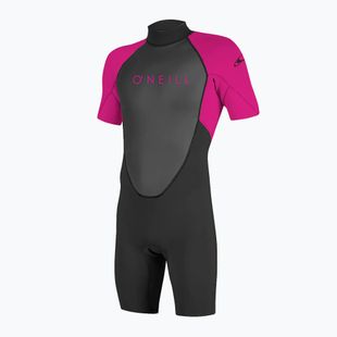 O'Neill Reactor-2 2mm Back Zip S/S Spring nero/berry schiuma da nuoto per bambini