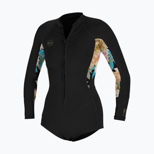 Schiuma da nuoto da donna O'Neill Bahia 2/1 Front Zip Short Spring nero/mikah floreale/nero