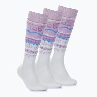 Calze da sci Surfanic Pro Tech Fairisle confezione da 3 ice lilac