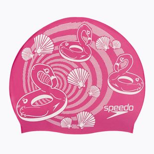 Cuffia Speedo con stampa Slogan rosa/bianco per bambini