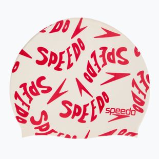 Cuffia Speedo da bambino con stampa Slogan bianco/rosso