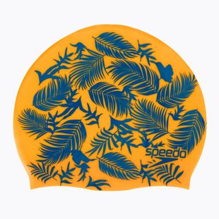 Cuffia da nuoto Speedo con stampa slogan arancio/blu per bambini