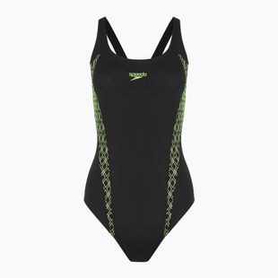 Speedo Panel Muscleback nero/verde, costume intero da donna