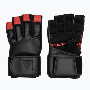 RDX L4 Guanti da allenamento per il sollevamento pesi in pelle rosso/nero