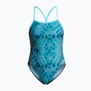 Costume da bagno intero da donna ZONE3 Strap Back teal tie dye