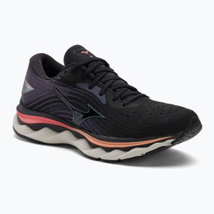 Scarpe da corsa da donna Mizuno Wave Sky 6 nero/argento/corallo caldo