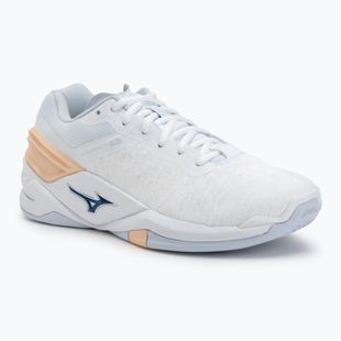 Scarpe da pallamano da donna Mizuno Wave Stealth Neo bianco/navy peonia/pesca parfait