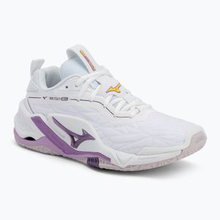 Scarpa da pallamano Mizuno Wav Stealth Neo 2 bianco / marina peonia / pesca parfait