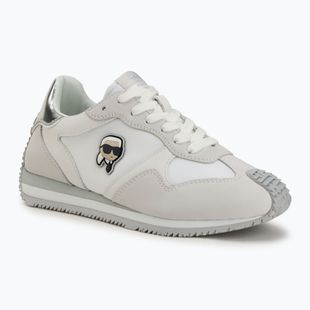 KARL LAGERFELD scarpe donna Velocette Embro Nft pelle/tessuto bianco con argento
