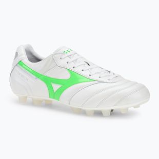 Mizuno Morelia II Japan Md bianco/neon green/galaxy silver scarpe da calcio uomo